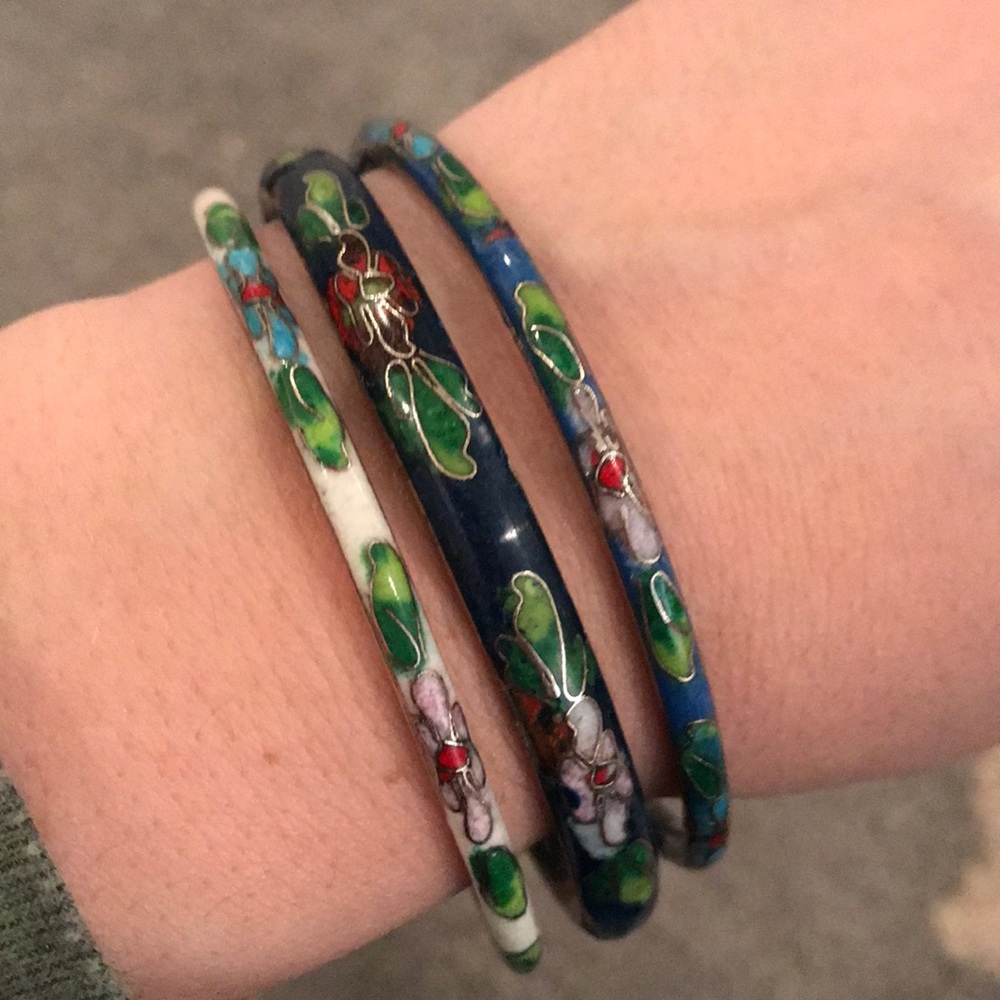 Three vintage metal bracelets
